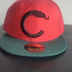New Era Crooks And Castle Fitted Hat with Green Brim and Black Serpent C   7 3/8